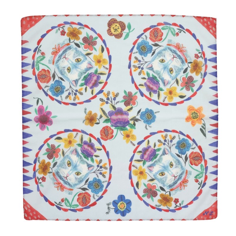 Nathalie Lete ナタリーレテ Handkerchief Blue cat
